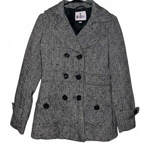 Women's Opening Act|Black and White Herringbone Coat